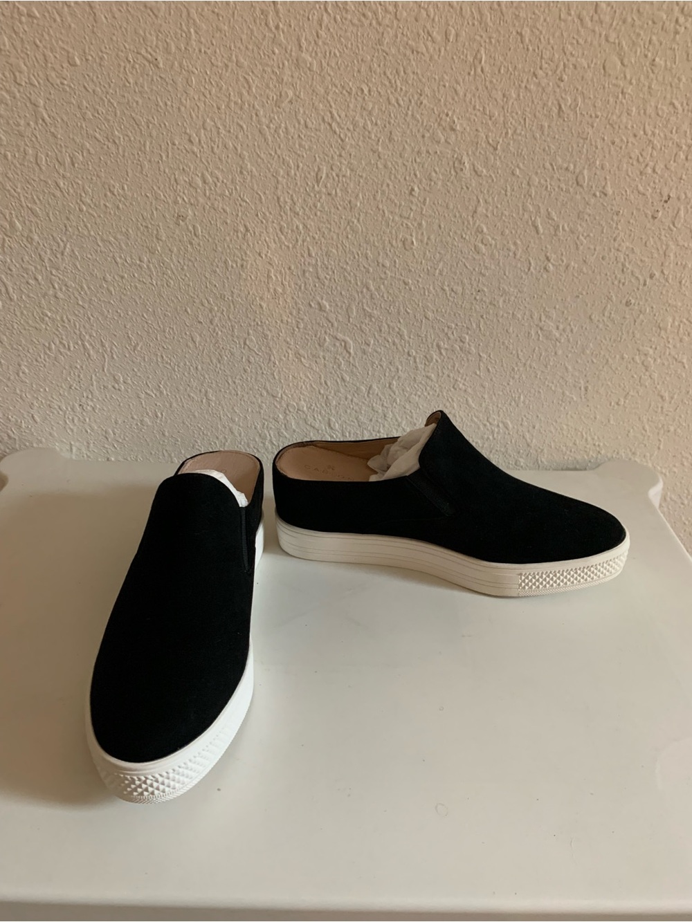 Caslon Women Black Slip-On Mule Sneakers with White Platform Sole 36 NEW